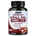 Krill Oil 1200mg, supplément Antarctique Krill Oil Omega 3 avec EPA, DHA, Astaxanthin & Phospholipides pour le cœur et le cerveau et la santé articulaire, sans arrière-goût de poisson,120 Softgels (60 portions)