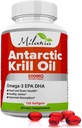 Huile de krill antarctique - 120 Softgels - Omega-3 EPA, DHA, avec astaxanthine - provenant du krill rouge - Résistance maximale - 500mg