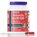 NYO3 Krill Oil 1000mg Omega 3 Supplément, 56% Phospholipides pour 98% Absorption, Antarctique Superba Boost Krill Oil, High EPA & DHA pour le coeur Cerveau Sang Lipide santé, Pas de Burps Poissons, 60 Softgels
