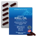 Viva Naturals Huile de krill antarctique, 1200 mg – Omega-3 DHA & EPA avec Astaxanthine pour la santé conjointe, sans Burp de poisson, 90 Softgels