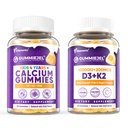 1 Pack Gommies de calcium pour enfants + 1 Pack D3 K2 Gommies Vitamine D3 10000 UI + K2 (MK7) 120mcg