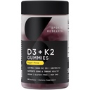 Sport Research® Vitamine végétale D3 + K2 Gommies sans sucre - 125mcg (5000iu) Vitamine D avec 100mcg Mk7 Vitamine K - Soutient la santé des os et des immunes* - Vegan Certified · Non-OGM · Sans soja - 60 Compte