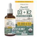 Plante biologique D3 K2 vitamine 10000 iu - All-Trans MK7 de MenaQ7 (120 mcg K2) - 100% biologique et végétale sous-lingual D3 gouttes 10 000 iu (Cholecalciferol), 100% végétalien - soutient l'immunité, os, cerveau