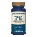 Vitamine K2 + D3 de la nature avec MenaQ7 pour la santé cardiovasculaire, cérébrale, osseuse et musculaire, 120 Softgels, 120 jours