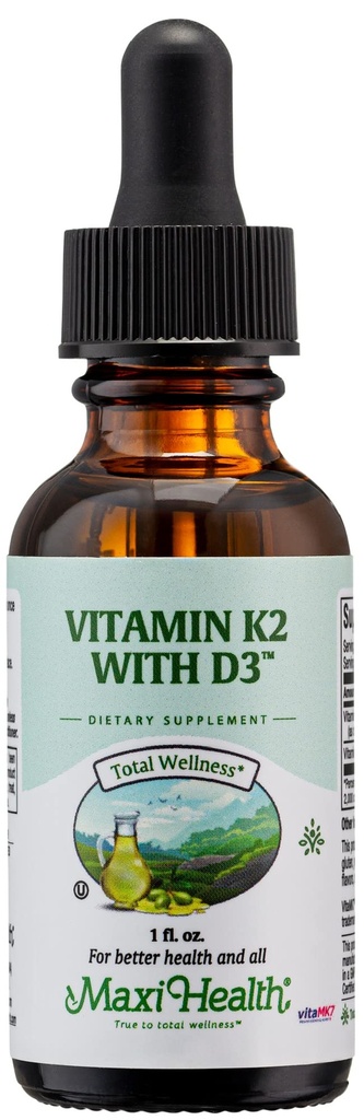 Maxi Santé Vitamine liquide D3 avec des gouttes K2 pour la santé à long terme - Vitamine K2 D3 Supplément vitamine - D3 K2 Vitamine K et supplément vitamine D avec vitamine K2 MK-7 et VIT D, 1 fl oz