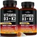 NEW AGE Vitamin D3 5,000 IU + K2 MK-7 100 mcg - 2-in-1 Bone, Immune & Heart Support, Easy to Swallow, Non-GMO - 120 Capsules