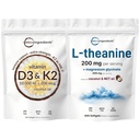 Micro-ingrédients Vitamine D3 10 000iu + K2 200mcg & L-Theanine 200mg avec Magnésium Glycinate Bundle 2 Pack