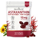 Astaxanthine 12mg, Suppléments d'antioxydants d'astaxanthine Premium, soutient les yeux, la peau, l'immunité, la circulation interne, la source de microalgues fraîches, triple force, non-OGM, alimentation de 4 mois, 120 Softgels