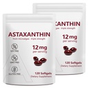 2 Pack Astaxanthine 12mg, Suppléments d'antioxydants d'Astaxanthine Premium avec activité antioxydante, Supporte les yeux, Immune, Santé de la peau, Circulation interne