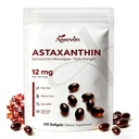 Astaxanthine Supplément 12mg Softgels, Astaxanthine naturelle de Microalgues avec l'huile MCT pour l'absorption, Support puissant antioxydant pour la santé articulaire du coeur des yeux de peau, sans OGM sans gluten, 120 Softgels