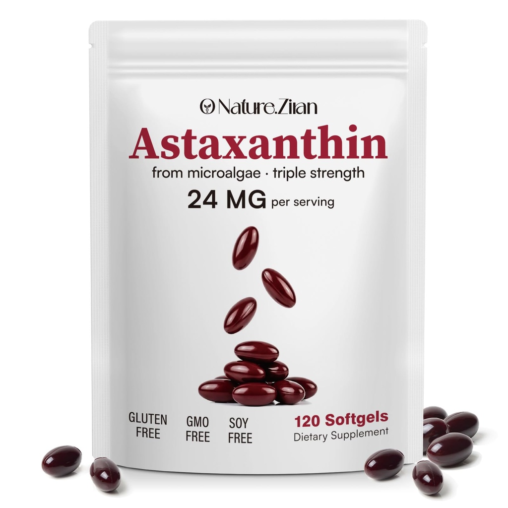 O NATURE . ZIRAN Astaxanthin Supplements 24mg, Antioxidants Supplement, Supports for Eye &Joint &Skin Health| 4 Month Supply| 120 Softgels