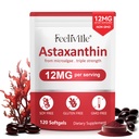 Astaxanthine Suppléments, Astaxanthine Premium 12mg Antioxydant avec activité antioxydante, soutient les yeux, articulaires, immunitaires, santé de la peau, circulation interne, 1Pack(120 Softgels), non-OGM et sans gluten