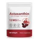 Suppléments d'astaxanthine 12mg 120 Softgels, supplément d'antioxydants d'astaxanthine premium pour les yeux, la peau, les articulations, le cerveau, le coeur et le système immunitaire Santé, source de microalgues fraîches, non-OGM et sans gluten