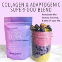 Philosophie Cosmic Elixir Collagen Superfood Blend with Adaptogens – Poudre biologique et non sucrée pour la santé des Guts, l'équilibre hormonal, le soutien articulaire et la vitalité de la peau – 32 portions