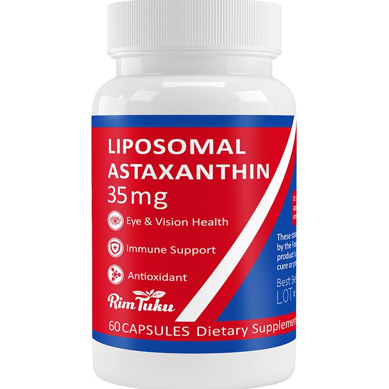 35mg Supplément d'astaxanthine liposomique - Support puissant antioxydant pour la peau, les articulations et la santé des yeux - Formule naturelle anti-âge avec l'astaxanthine pure - végétalien, non-OGM, 60 capsules