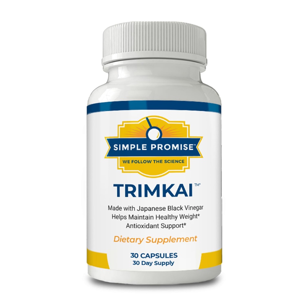 Simple Promise TrimKai - Capsules de vinaigre noir japonais pour le soutien du métabolisme - avec Astaxanthin 12mg, Extrait d'algues et de poivre noir - Formule à base de plantes - 30 Capsules