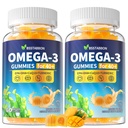 Omega-3 Gummies Supplément pour les adultes 40+: 1280mg Vegan Omega3 acide gras DHA EPA avec vitamine D3 K2 Zinc Turmeric pour le soutien global de la santé - Huile de poisson Alternative pour les femmes Hommes(120Count)