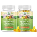Bundle of Omega DHA Gummies for Kids - Acides gras Omega 3 6 9 avec vitamine C pour le cerveau, l'immunité et la vision - DHA nutritionnel pour un système nerveux sain et un soutien ciblé - Végétarien et sans gluten