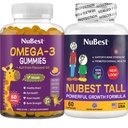 NuBest Bundle Bone Growth - Brain Growth: Omega 3 Gummies Tall New Look for Kids & Teens with Calcium, Collagen, Herbes, Omega 3 L'huile de lin