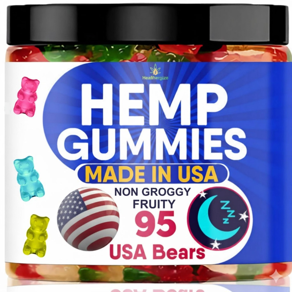 Gummies de chanvre pour le sommeil détente calme, Hempoil Gummy Bear Candy Edibles-95 Ours frais des États-Unis