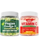 Nextdia Vegan Omega 3 Gummies + aliments entiers Vitamine C Gummies pour adultes et enfants
