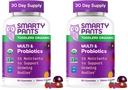 SmartyPants Organic Toddler Multivitamine Gummies: Probiotiques, Omega 3 (ALA),Vitamine D3,C,Vitamine B12,B6,A,K&Zinc,Beta Carotène,Sans gluten,Trois arômes de fruits, (30 jours d'approvisionnement),60 Compte (paquet de 2)