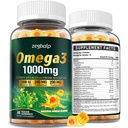 Supplément Omega-3 Gummies pour les femmes et les hommes - 1000mg Vegan Omega3 DHA & EPA avec curcuma, vitamine D3, K2, Citicoline pour la santé globale - Huile d'algue Omega 3 suppléments acides gras, sans sucre