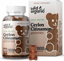 Wild & Organic Ceylan Cinnamon Gummies 1800mg - Antioxydants Support avec/Cinnamon, racine curcuma, gingembre - 60 Vegan, Chews non OGM