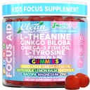 Nettoyer Nutra Kids Focus Gummies avec L-Theanine, Ginkgo Biloba, Omega-3 Huile de poisson, L-Tyrosine, Vitamine B6, B12 60 Compte, Étiquette propre, Non-OGM, Vegan-friendly SmartyPop Formule pour enfants