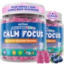 Focus Gummies for Kids & Adults, w/Magnésium Glycinate, Omega-3 DHA, Lion's Mane, L-Theanine, Méthyl B12 & Vitamine D3, Supplément Cerveau Soutien Calme, Sommeil, Attention, Concentration et Mémoire, 120Cts