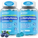 L Methylfolate Gommies & Methyl B12, 5-Mthf Methylate Folate 5mg Supplément pour les femmes Hommes avec complexe de méthyle B,Choline,Magesium,Oméga-3,Methylate pour la méthylation,Focus,Mood,Sugar Free,2Pack