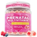 Vitamines prénatales pour les femmes Gommies multivitamines avec et après la grossesse, Choline Omega-3(DHA+EPA) Fer, Vitamines postnatales pour les femmes Allaitement.
