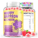 Gommies de safran pour les enfants: supplément de focus pour les enfants avec extrait de safran et oméga-3 potassium - Happy Mood - végétalien, sans sucre