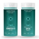 Iwi Omega-3 et DHA Omega-3 Bundle, 30 portions, Algae Omega à base végétale végétalienne 3, Krill & Fish Oil Alternative, Aucun arrière-goût de poisson