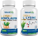 Ensemble de laboratoires de cure naturels: L-Lysine + Monolaurin + L-Lysine propre