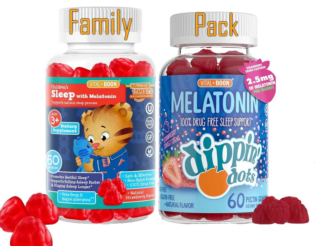 Melatonine Sleep Gummies Pack familial - Enfants et adultes