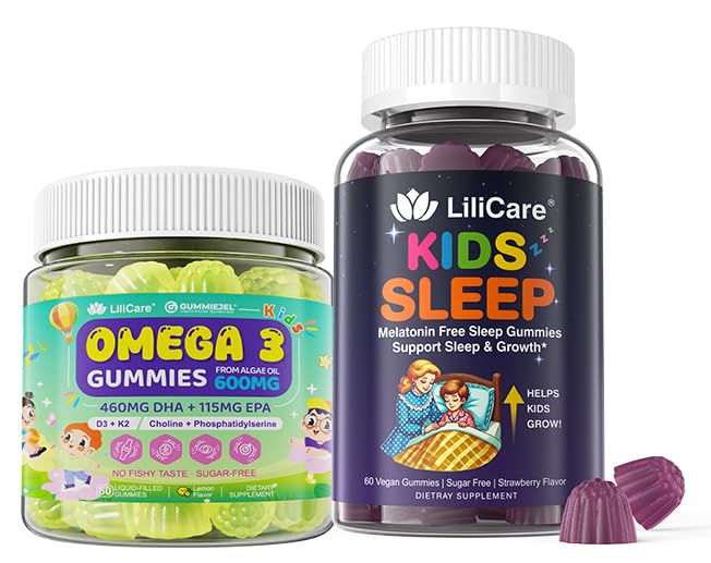Enfants Omega-3 Gommies 1 Pack, Gommies de sommeil pour enfants - Magnésium Glycinat 2pack