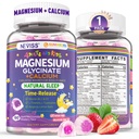 Nevis Glycinate de magnésium + Gommies de calcium pour adultes et enfants 4+, Gommies de sommeil pour enfants Sans mélatonine, Supplément de magnésium sans sucre avec B6 D3, L-Theanine pour Zzz & Relax, Cerveau, Os, Muscle