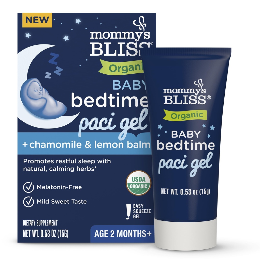 Maman's Bliss Bio Baby Time Paci Gel, favorise le sommeil reposant*, sans mélatonine, 2 mois+, 0,53 Fl Oz