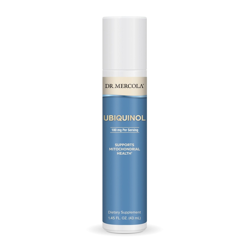 Dr Mercola Pompe liquide Ubiquinol, 1,45 Fl. Oz. (43 mL), environ 18 portions, supplément alimentaire, soutient la santé mitochondriale, non-OGM