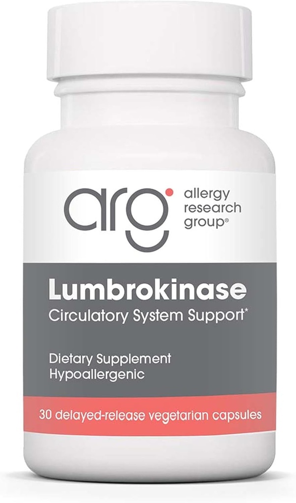 Allergy Research Group Lumbrokinase Supplement - Support du système circulatoire, supporte la circulation sanguine déjà dans la gamme normale - 30 capsules végétariennes à libération retardée