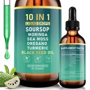Sursop Bitters gouttes liquides, herbes amères avec extrait de Sursop, Ashwagandha, huile de mousse de mer et de graines noires, formulé pour le bien-être immunitaire, le soutien antioxydant et la digestion saine, 2 FL Oz