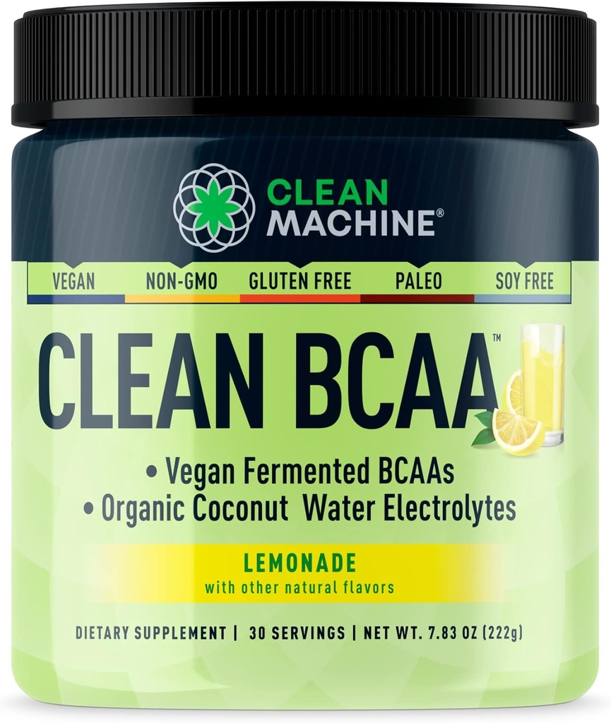 Clean BCAA - 2:1:1 Alimentation d'origine BCAAs Poudre et eau de noix de coco Electrolytes Récupération et supplément d'énergie Amino - Récompenses Vegan Amino Acid Supplément - 30 portions - Cimonade