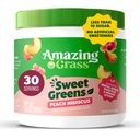 Amazing Grass Sweet Greens and Superfoods Poudre pour la santé digestive, Poudre de Verts, Enzymes digestifs, Probiotiques, Spiruline, Chlorella, Peach Hibiscus, 30 portions