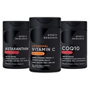 Sports Research® Antioxydant Support Pack - Supplément de vitamine C liposomique haute puissance 1000mg + Coenzyme Q10 100mg + Astaxanthine triple résistance 12mg avec huile de coco organique