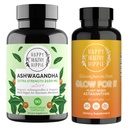 Happy Healthy Hippie Glow pour It Astaxanthin Supplément et Capsules d'Ashwagandha bio