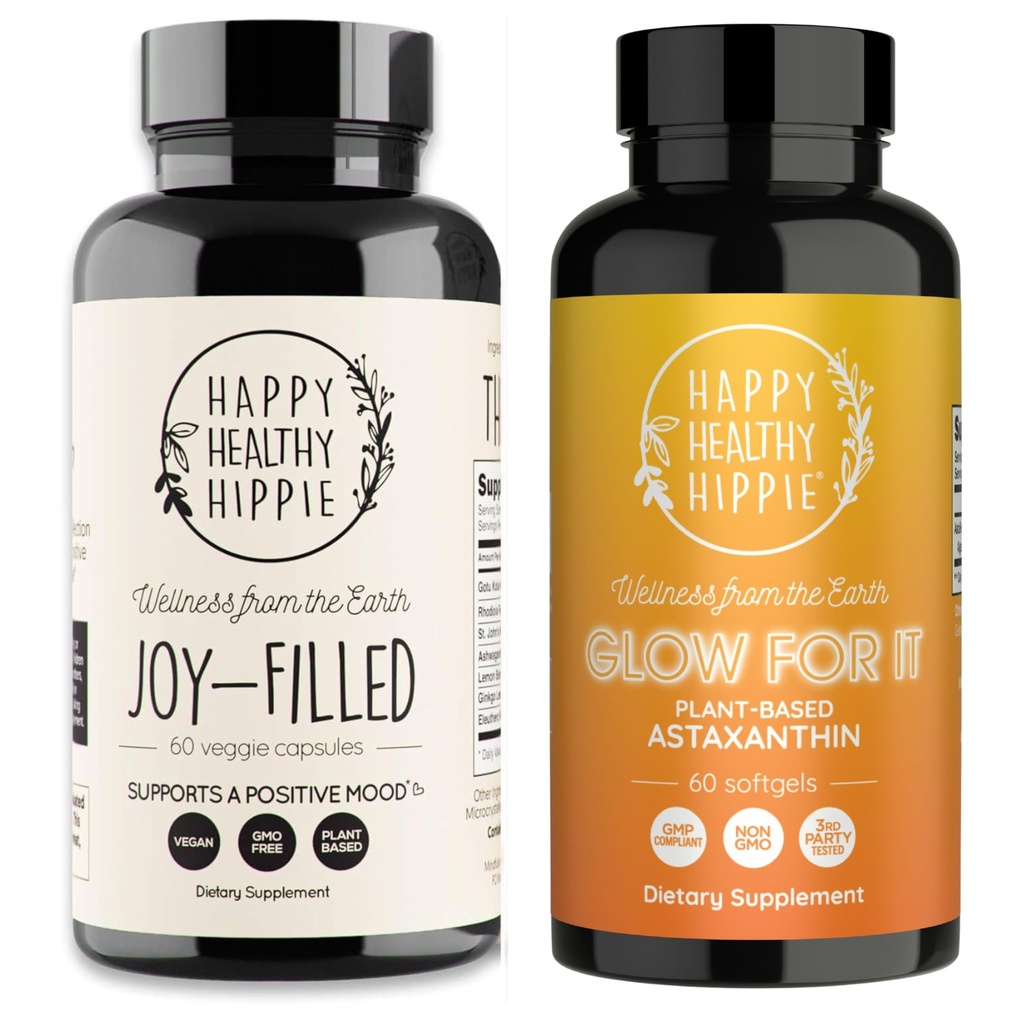 Happy Healthy Hippie Glow pour It Astaxanthin Supplément & Joy-Filled Mood Support Supplément