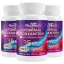Complexe Liposomale Astaxanthine Supplément 9-en-1 avec Ashwagandha, Lycopène, Zeaxanthine, Supplément Antioxydant Soutien Santé des yeux, de la peau et des articulations, 180 Capsules