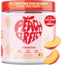 Peach Perfect Creatine Poudre monohydratée, Glute Builder Creatine pour les femmes avec collagène, BCAA, 5g Vegan Micronized Creatine par service, pour l'énergie, le soutien musculaire, 30 SVG, Peach Flavor