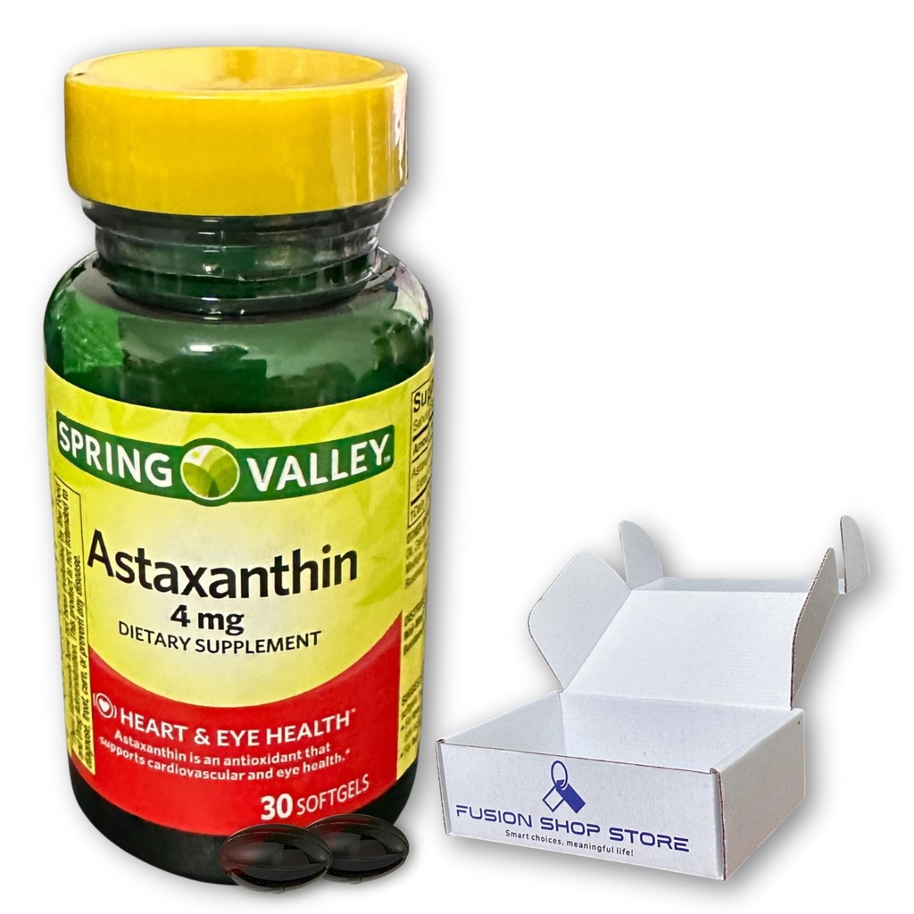 Astaxanthine 4 mg- 30 softgels (paquet de 1), Boîte de magasin Fusion Shop
